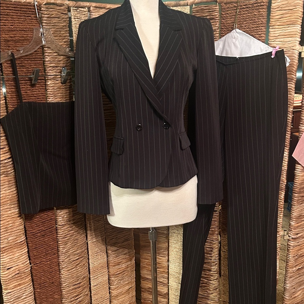 Black Pinstripe Suit Set